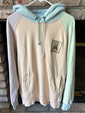 Teddy Fresh Hoodie Colorblock Pastel Pullover Size Large